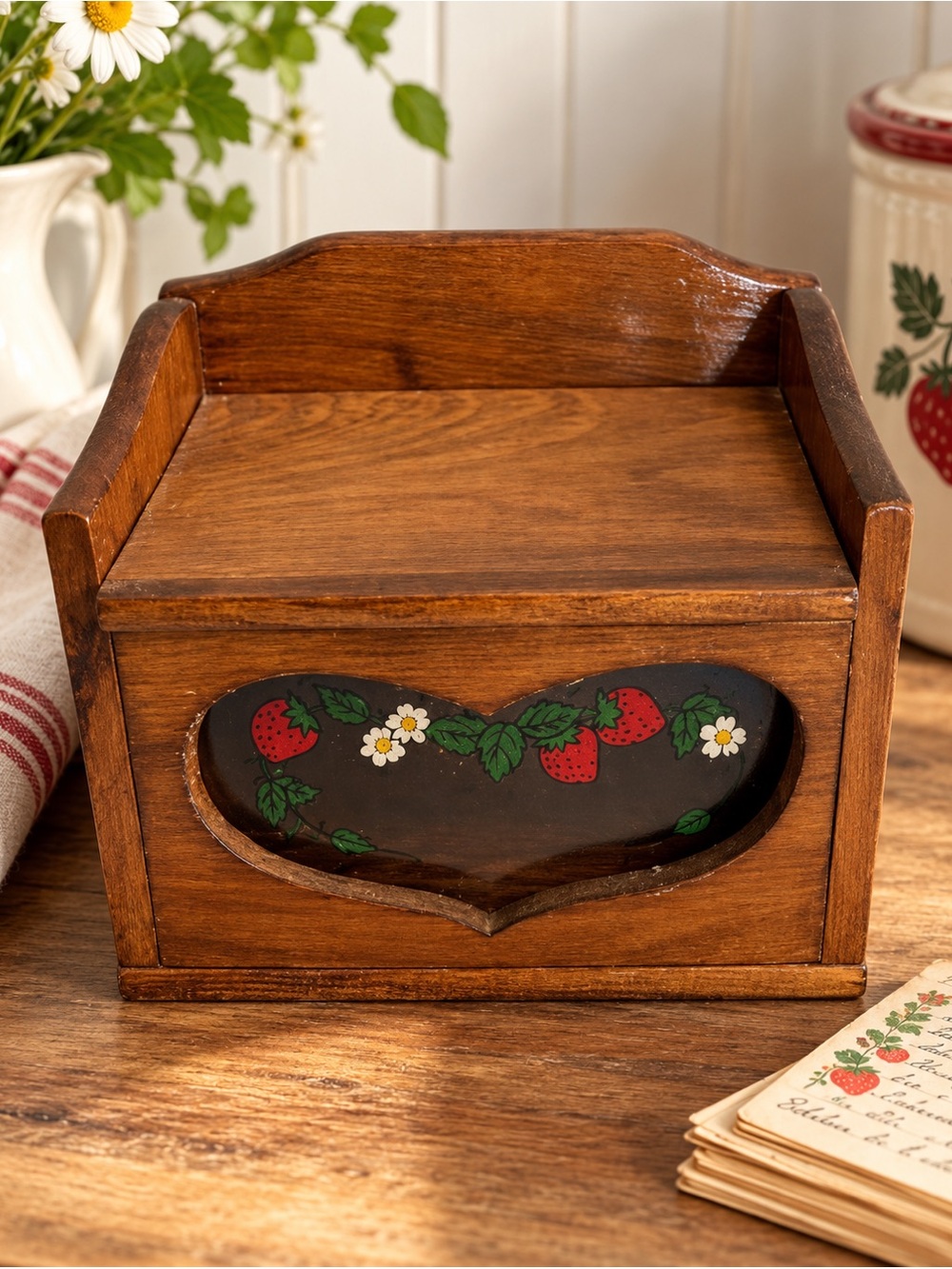 Vintage Wooden Strawberry recipe Box